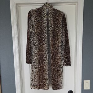 Jamie Gries Cozy Chic Leopard Print Long Cardigan Duster Sweater, Large, LNWOT